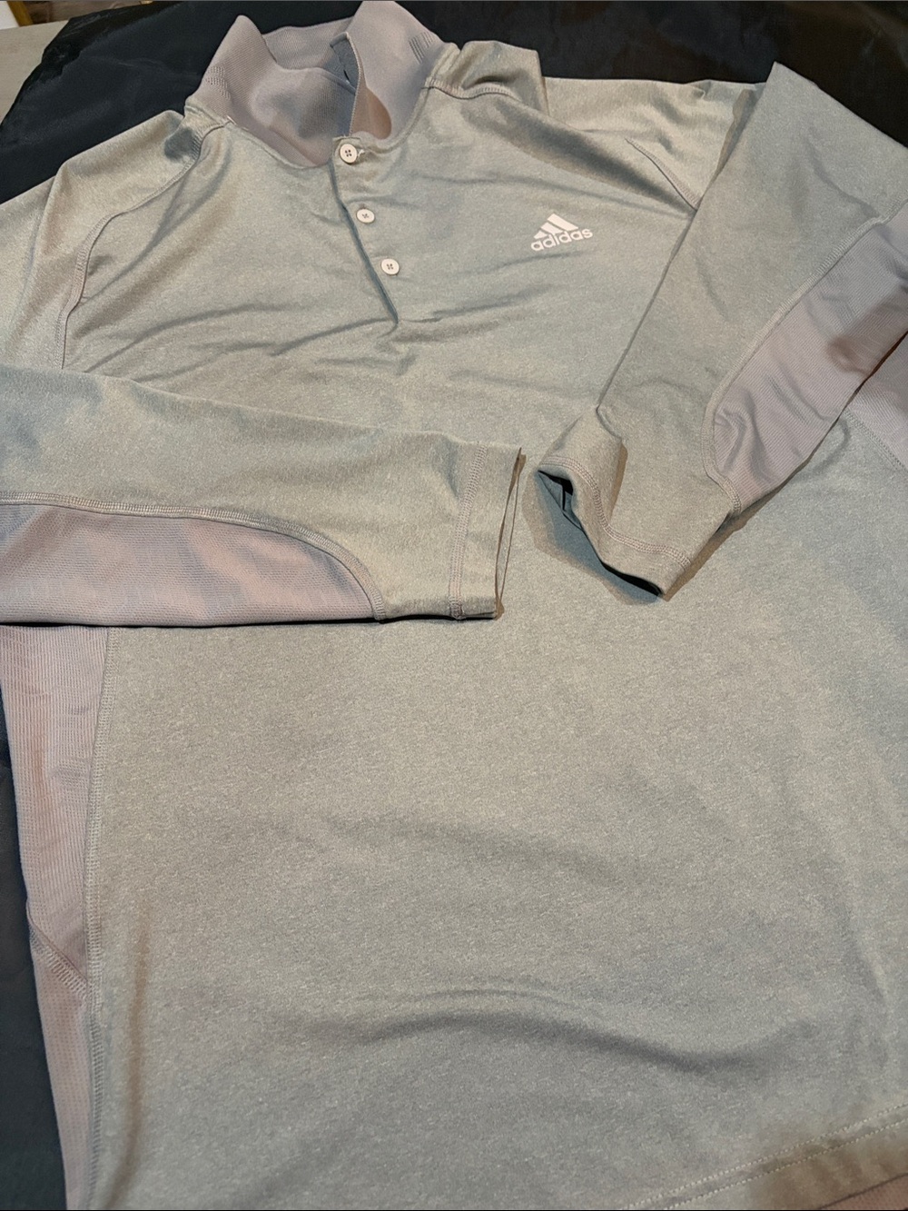Adidas Men’s Gray Long Sleeve Performance Henley Shirt